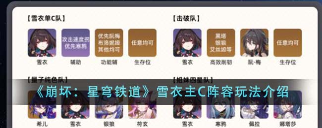 崩坏星穹铁道雪衣主C阵容怎么玩_崩坏星穹铁道雪衣主C阵容玩法介绍