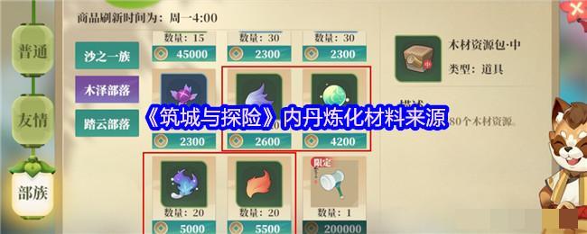 <strong>《筑城与探险》内丹炼化材料来源_怎么获得内丹炼化材料</strong>